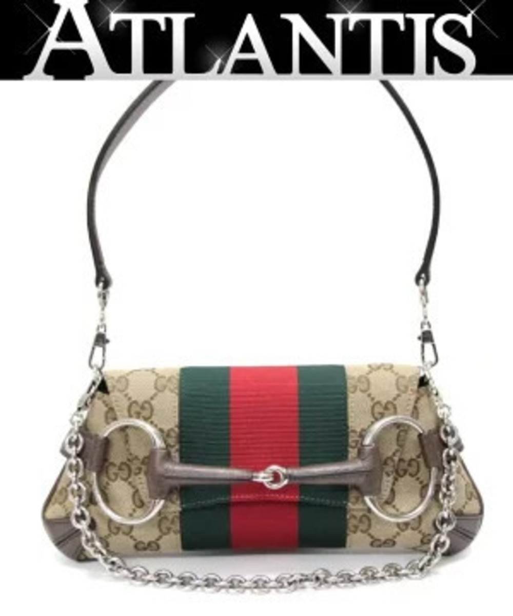 Gucci Horsebit handbag Sherry GG canvas x leather Beige Cream